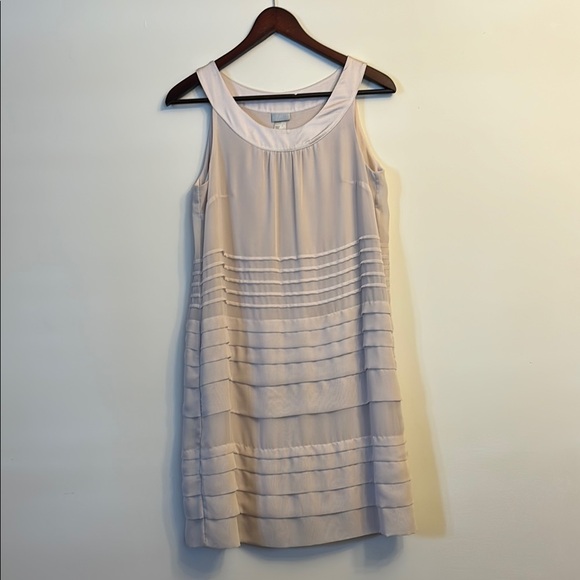 H&M Champagne Rose Sleeveless Sheath Dress with Satin Pleated Ruffles - Picture 1 of 13